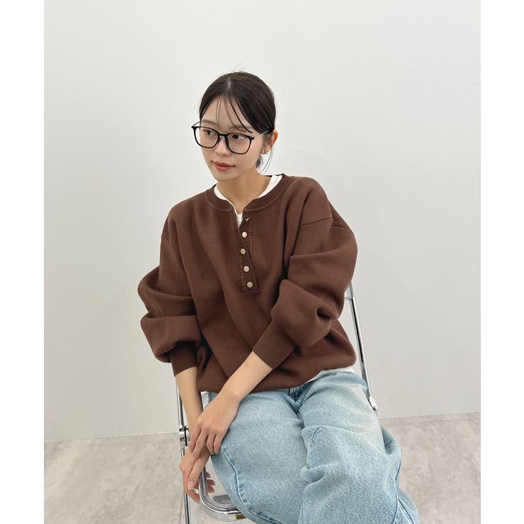 ゴールドボタンが映える。ヘンリーネックニットPO | futier land | 詳細画像10 