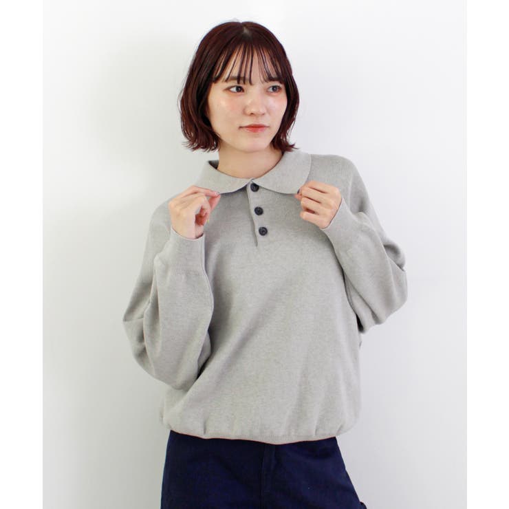 ライトグレー | 《ABYS》大人カジュアルが叶う。襟付きポロカラーニットトップス | futier land