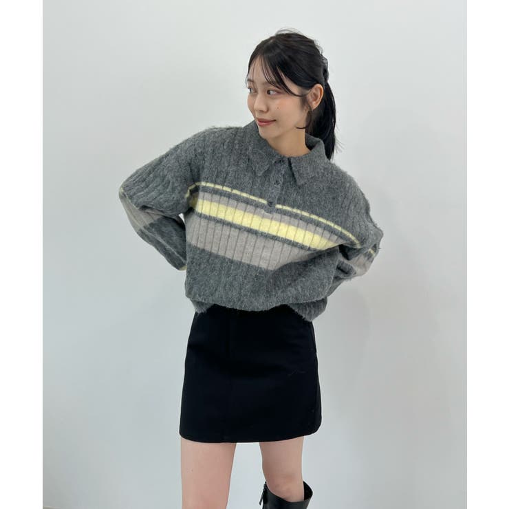 ふわっと包まれる幸せニット。アルパカタッチボーダーポロニット | futier land | 詳細画像20 