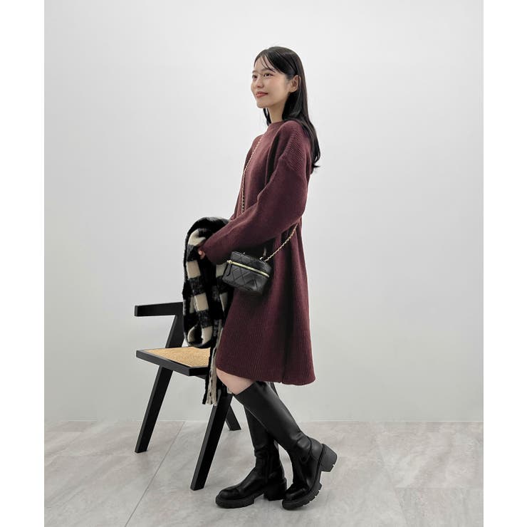 前後２wayでも華やぐ。zip付ミニ丈ニットワンピース | futier land | 詳細画像25 