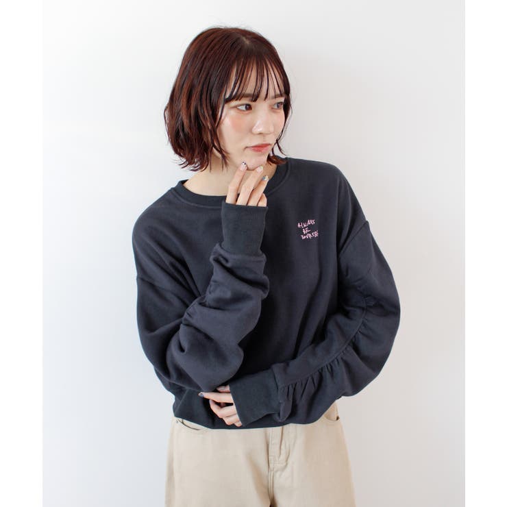 《ABYS》ふんわり袖で魅せる。袖シャーリング裏起毛スウエット | futier land | 詳細画像14 