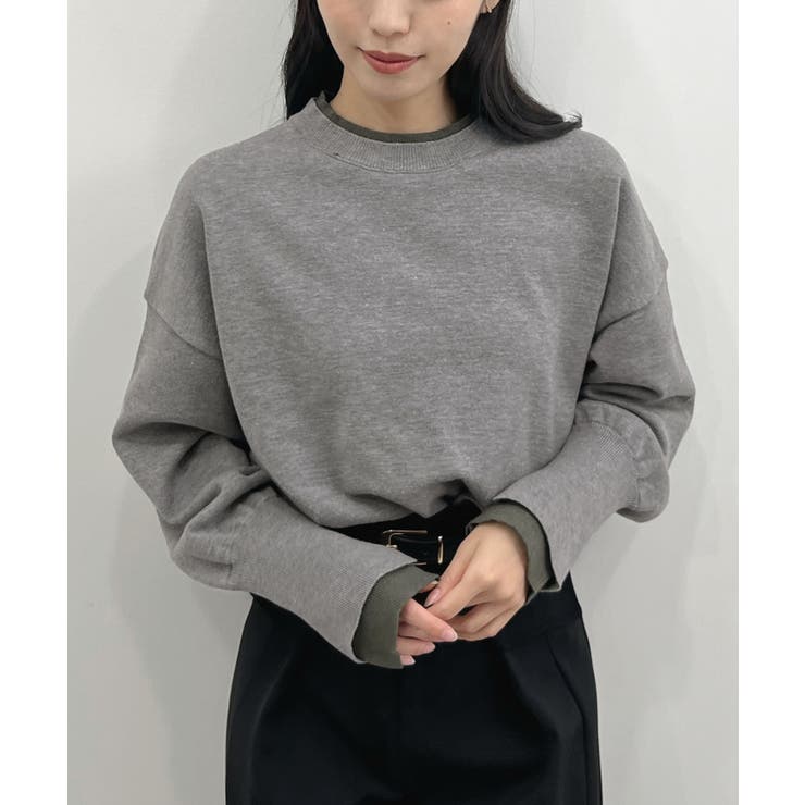 ライトグレー | 品よく着映える。配色レイヤード風ニット | futier land