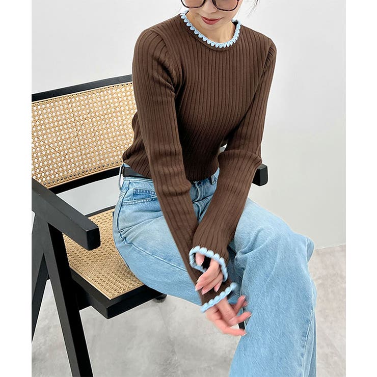 配色ステッチリブニット | futier land | 詳細画像11 