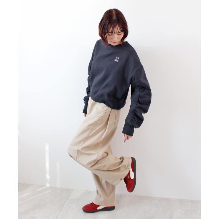 《ABYS》ふんわり袖で魅せる。袖シャーリング裏起毛スウエット | futier land | 詳細画像15 