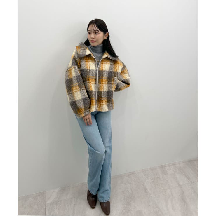 季節感をプラス。チェック柄ボアコート | futier land | 詳細画像17 