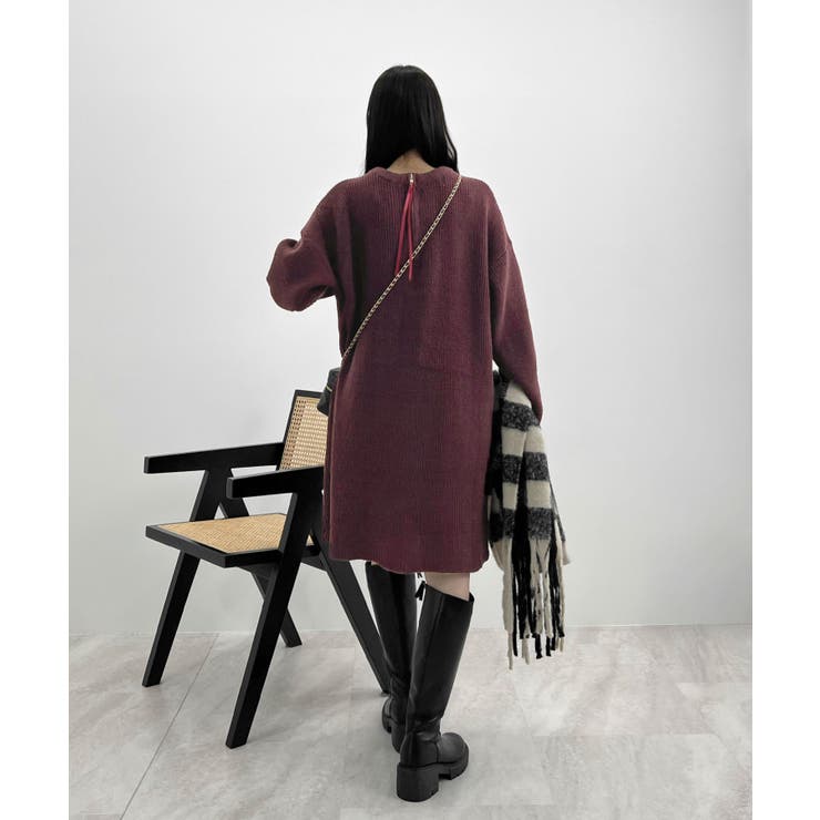 前後２wayでも華やぐ。zip付ミニ丈ニットワンピース | futier land | 詳細画像24 