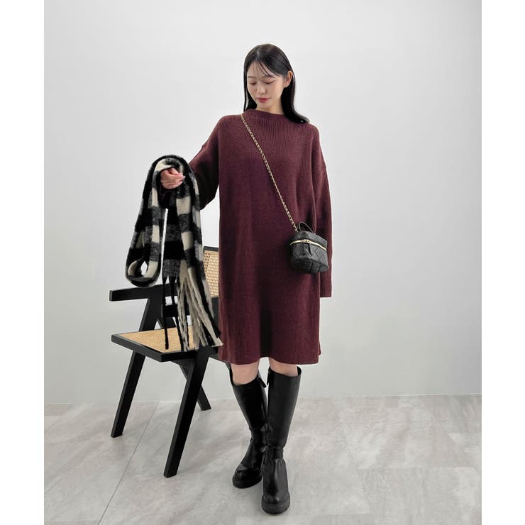 前後２wayでも華やぐ。zip付ミニ丈ニットワンピース | futier land | 詳細画像26 