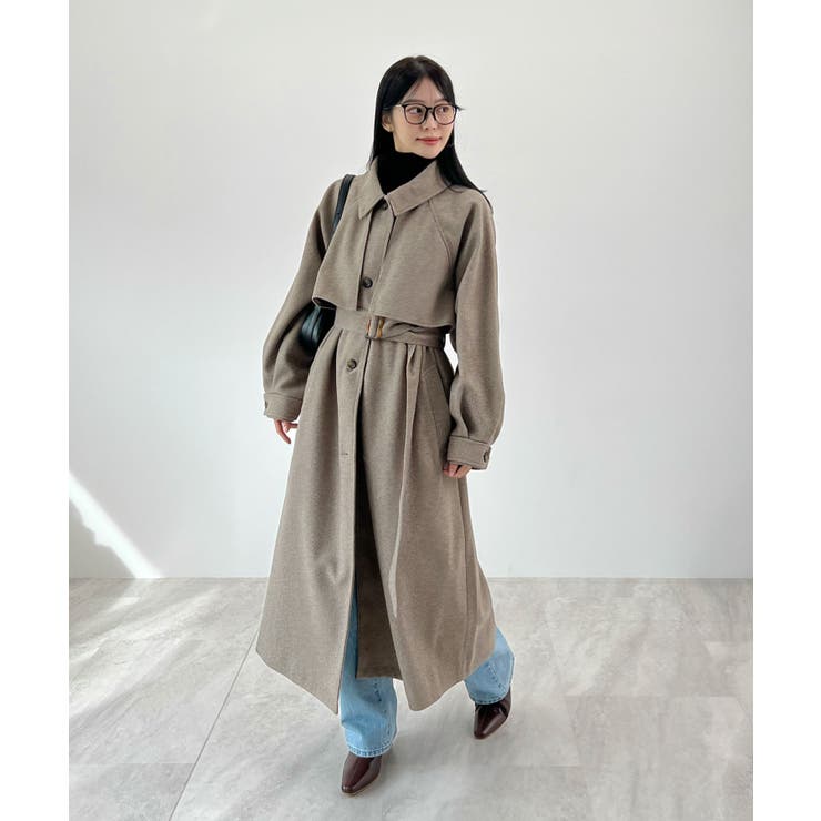 杢ブラウン | 羽織るだけで完成する上質スタイル。アレンジカラーシングルロングコート | futier land