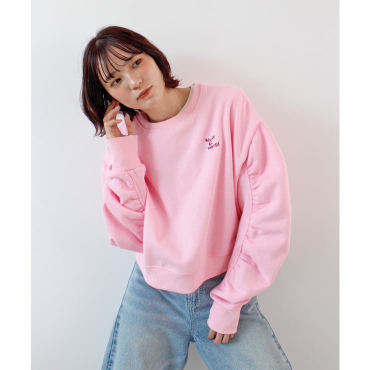 ピンク | 《ABYS》ふんわり袖で魅せる。袖シャーリング裏起毛スウエット | futier land