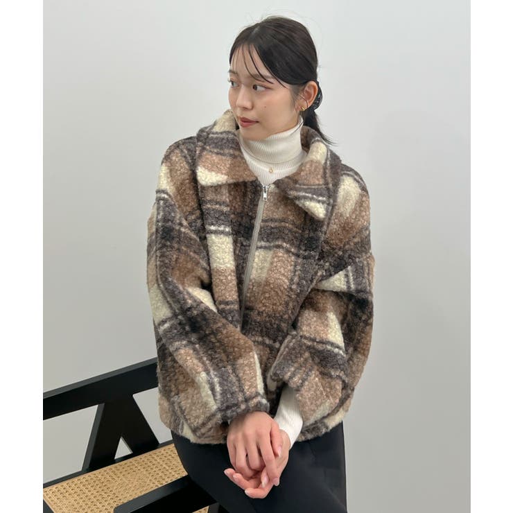 季節感をプラス。チェック柄ボアコート | futier land | 詳細画像9 