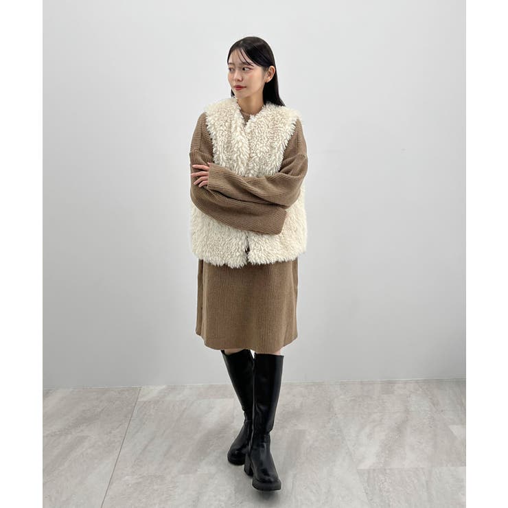 前後２wayでも華やぐ。zip付ミニ丈ニットワンピース | futier land | 詳細画像44 