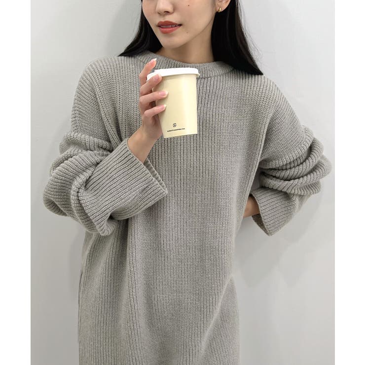 ライトグレー | 前後２wayでも華やぐ。zip付ミニ丈ニットワンピース | futier land