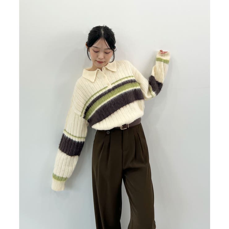 ふわっと包まれる幸せニット。アルパカタッチボーダーポロニット | futier land | 詳細画像23 