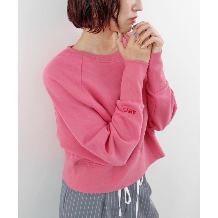 ピンク | 《ABYS》ロゴ刺繍ショート丈トレーナー | futier land