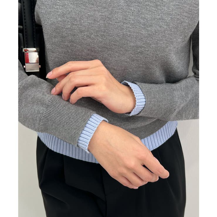 こなれ感出せる配色ニット。レイヤード風ポロニットトップス | futier land | 詳細画像20 