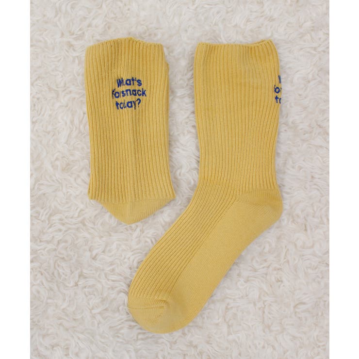 イエロー | 《ABYS》配色ロゴがアクセント。配色ロゴ刺繍ソックス | futier land