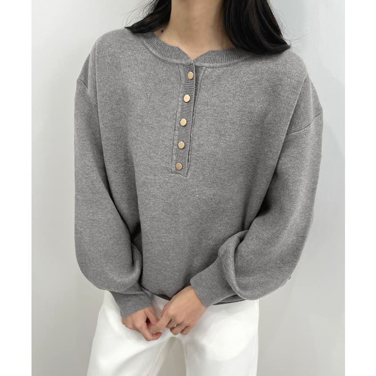 ゴールドボタンが映える。ヘンリーネックニットPO | futier land | 詳細画像23 