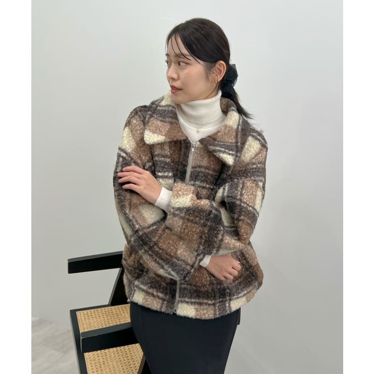 季節感をプラス。チェック柄ボアコート | futier land | 詳細画像10 