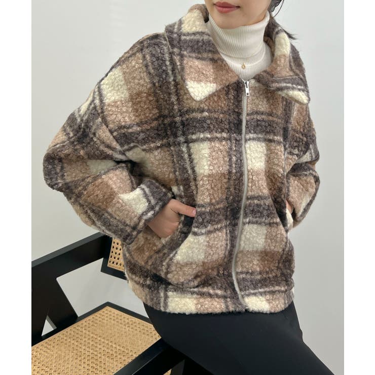 季節感をプラス。チェック柄ボアコート | futier land | 詳細画像11 