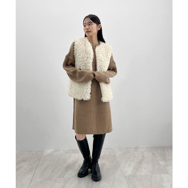 前後２wayでも華やぐ。zip付ミニ丈ニットワンピース | futier land | 詳細画像43 