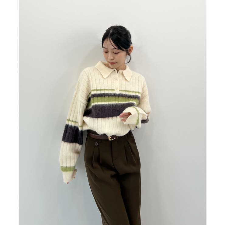 ふわっと包まれる幸せニット。アルパカタッチボーダーポロニット | futier land | 詳細画像24 