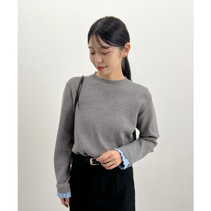 大人さりげないバイカラー。袖フリルニットトップス | futier land | 詳細画像34 