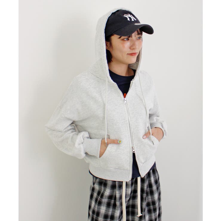 杢グレー | 《ABYS》クロップド丈が相性抜群◎ダブルジップショート丈パーカー  | futier land