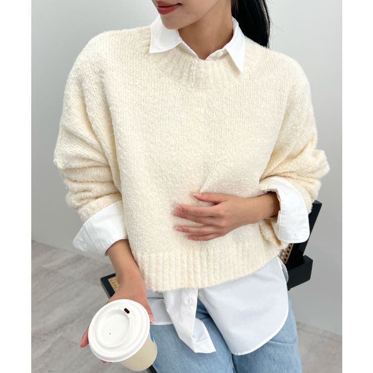 オフホワイト | ふわふわな肌触り♪ワイドスリーブブークレニット | futier land