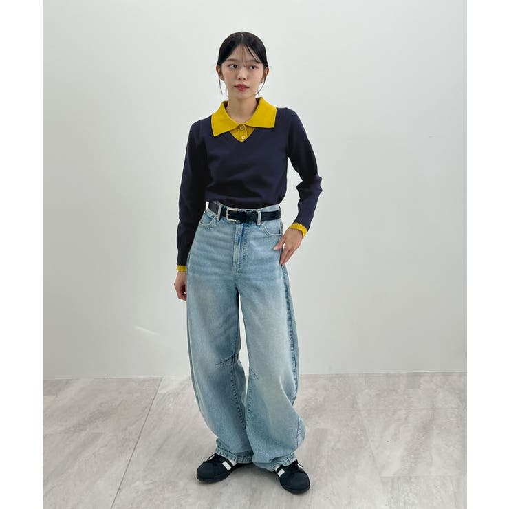 こなれ感出せる配色ニット。レイヤード風ポロニットトップス | futier land | 詳細画像32 