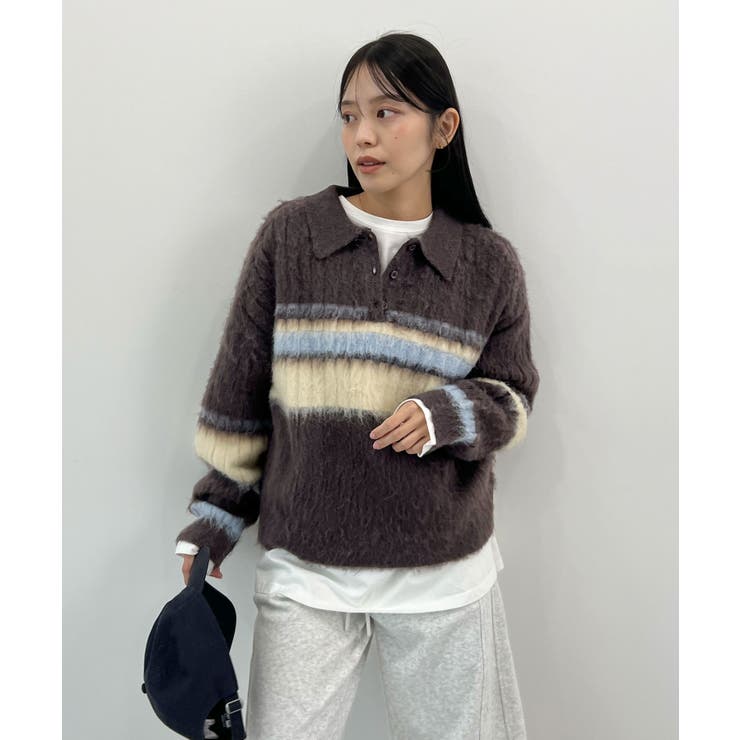 ふわっと包まれる幸せニット。アルパカタッチボーダーポロニット | futier land | 詳細画像12 