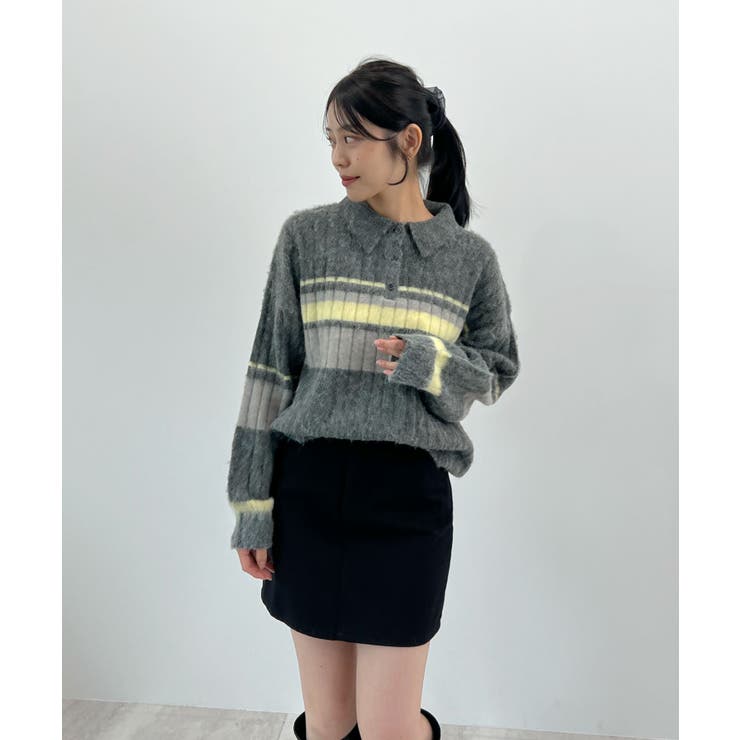 ふわっと包まれる幸せニット。アルパカタッチボーダーポロニット | futier land | 詳細画像21 