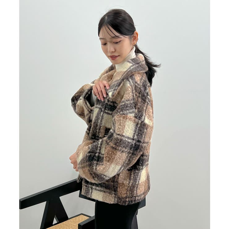 季節感をプラス。チェック柄ボアコート | futier land | 詳細画像14 