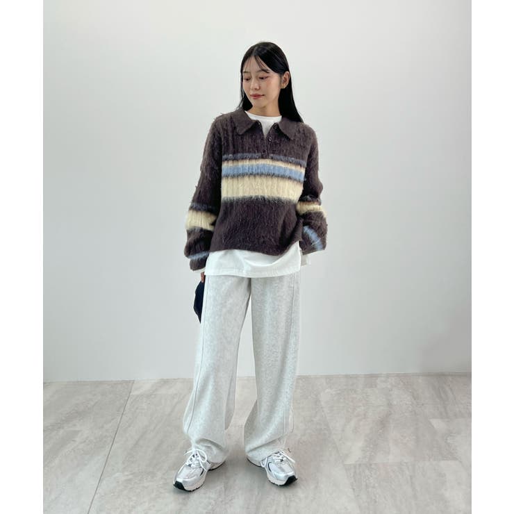 ふわっと包まれる幸せニット。アルパカタッチボーダーポロニット | futier land | 詳細画像14 