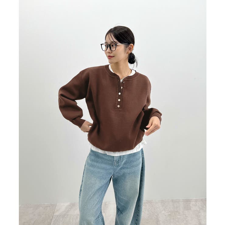 ゴールドボタンが映える。ヘンリーネックニットPO | futier land | 詳細画像19 