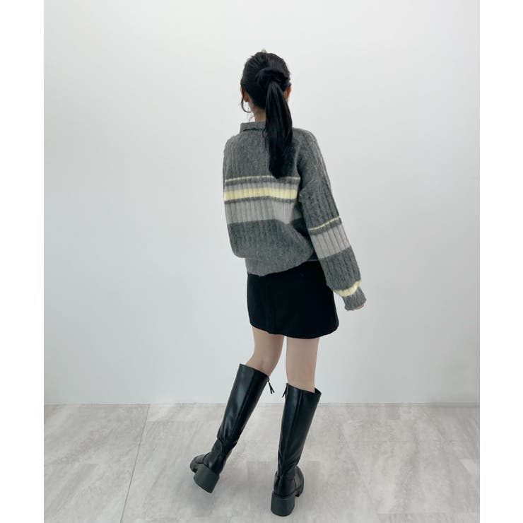 ふわっと包まれる幸せニット。アルパカタッチボーダーポロニット | futier land | 詳細画像18 