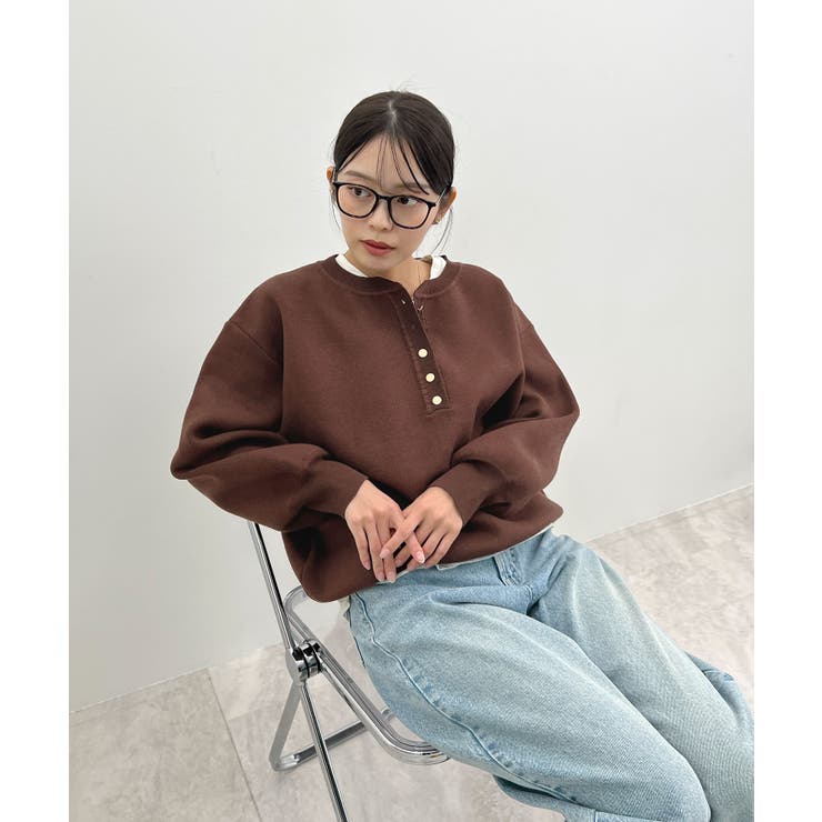 ゴールドボタンが映える。ヘンリーネックニットPO | futier land | 詳細画像12 