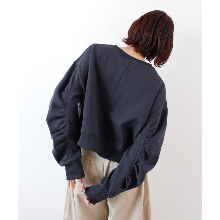 《ABYS》ふんわり袖で魅せる。袖シャーリング裏起毛スウエット | futier land | 詳細画像17 