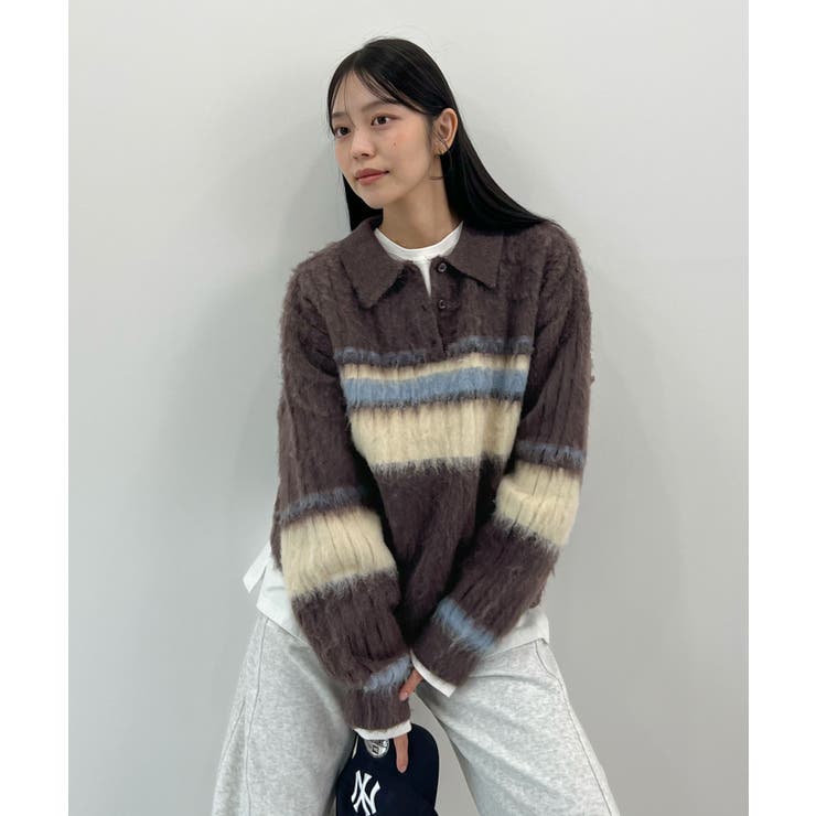 ふわっと包まれる幸せニット。アルパカタッチボーダーポロニット | futier land | 詳細画像10 