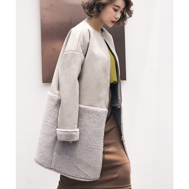 ◎極美品 ジーステージ 3層ボンディング フーデッドコート 2way XL 1 sankyo shokai [5%offクーポン]ラビット ダブルフェイス ロング