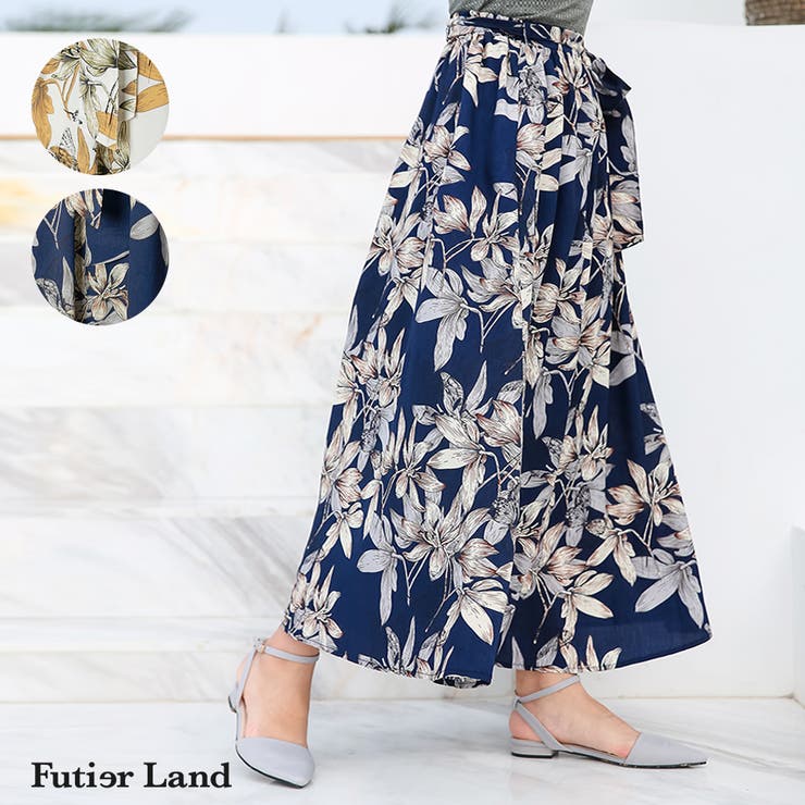 美品】MaxMara リネン100% 花柄スカート フレア 白タグ M 38