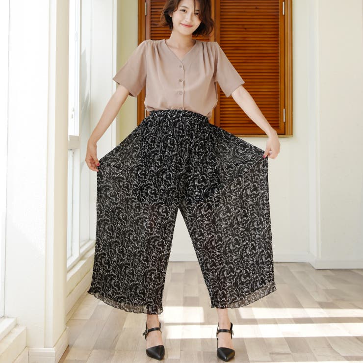 h&m 花柄 ワイドパンツ 38 - メルカリ