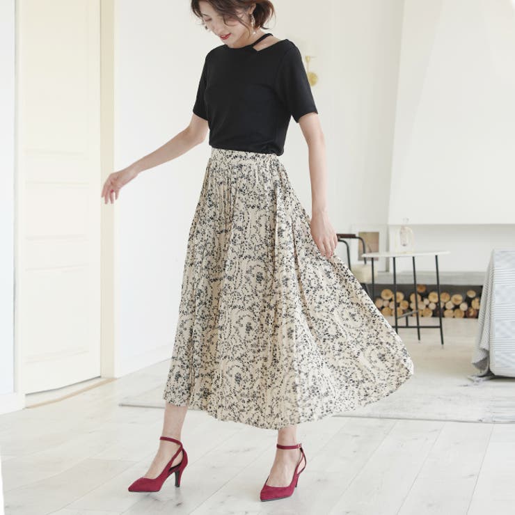 花柄スカート プリーツスカート フレアスカート[品番