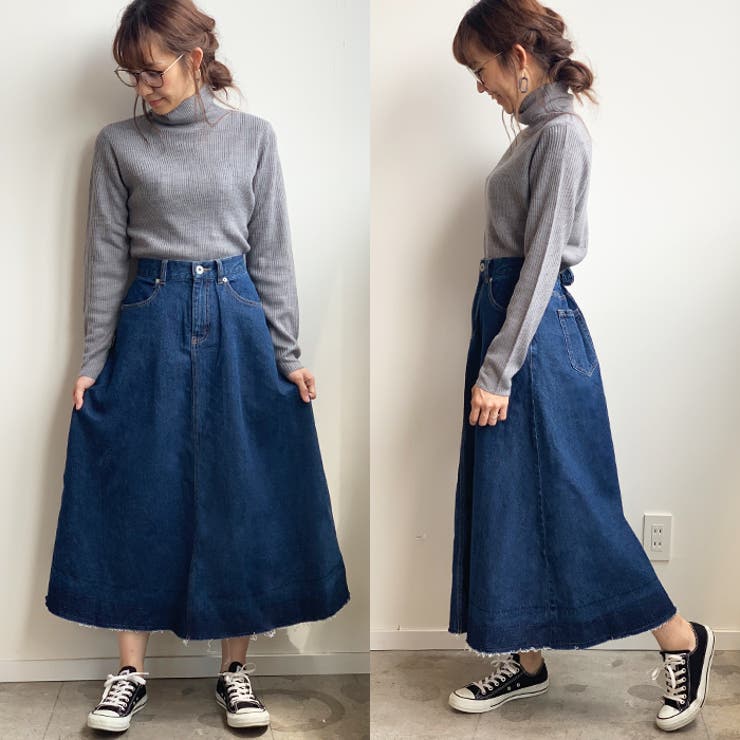 yuuyuiリメイクデニム! ロングスカート　つぎはぎデニム！ つぎはぎ系リメイク❤デニムスカートの通販 by Re-m's shop｜ラクマ