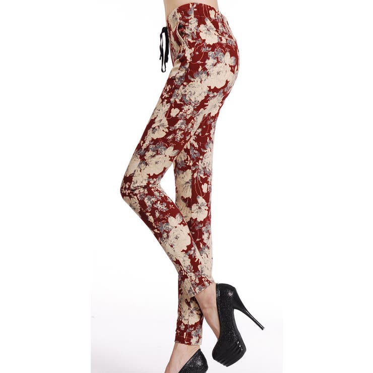 レトロカラー 花柄 スキニー[品番：FI000001356]｜futier land（フュー