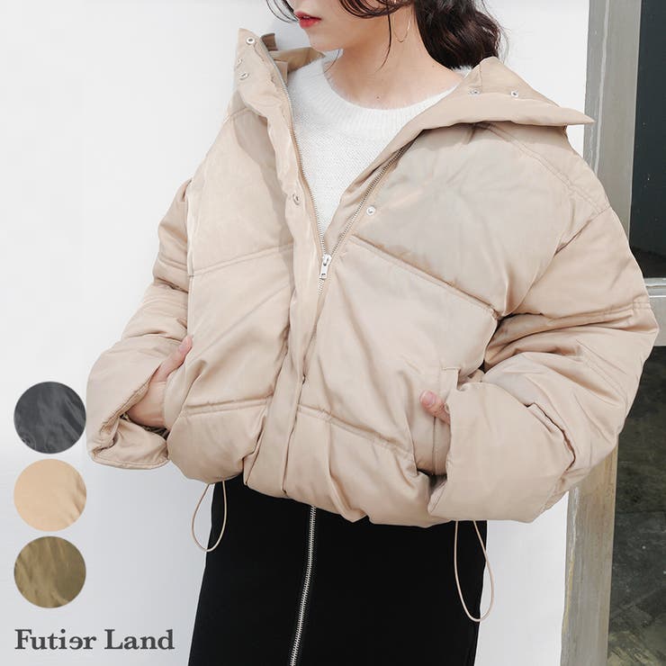 archivio フード付きベージュジャケット 38 M 新品・未使用 フード付きダウンジャケット フード取り外し可能ショートダウン