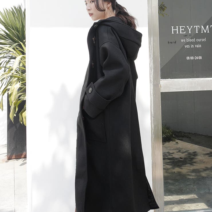 【美品】コムデギャルソン コムコム　フレア&ロング ダッフルコート　メルトン　黒 美品】コムデギャルソン コムコムフレア&ロング ダッフルコートメルトン黒