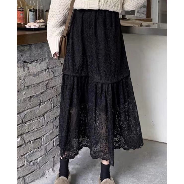 ロングスカート レーススカート ロングスカート[品番