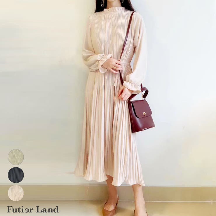 ワンピース プリーツワンピース ロングワンピース[品番
