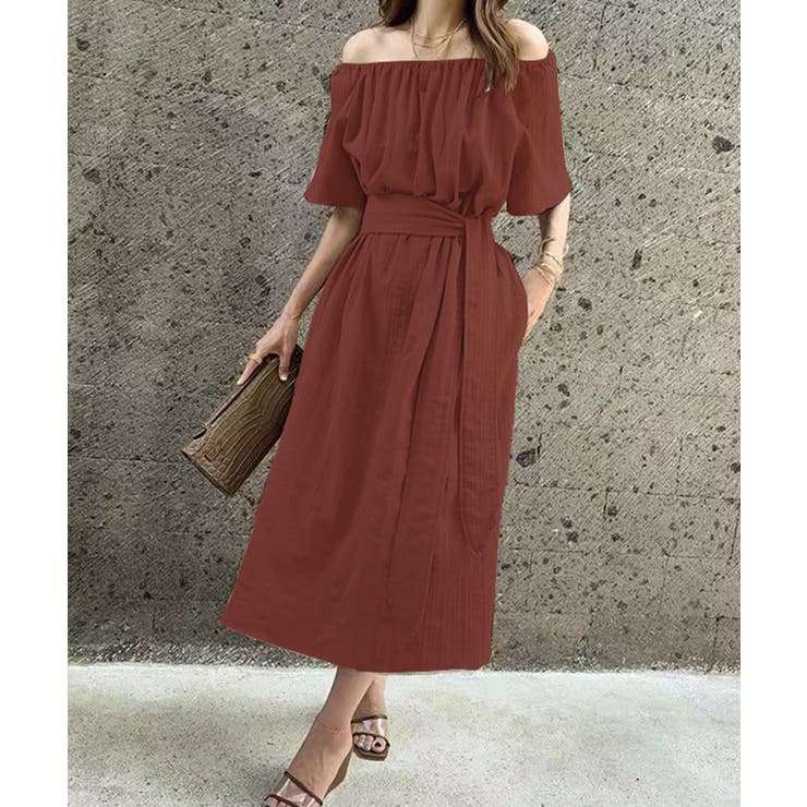 ブラウン | ワンピース 2way オフショルダー | futier land