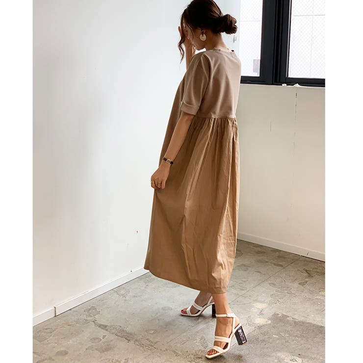 ワンピース バックギャザー 切替[品番：FI000006194]｜futier land